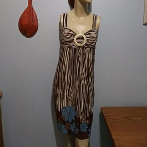 123 USA Floral Printed Striped Dress